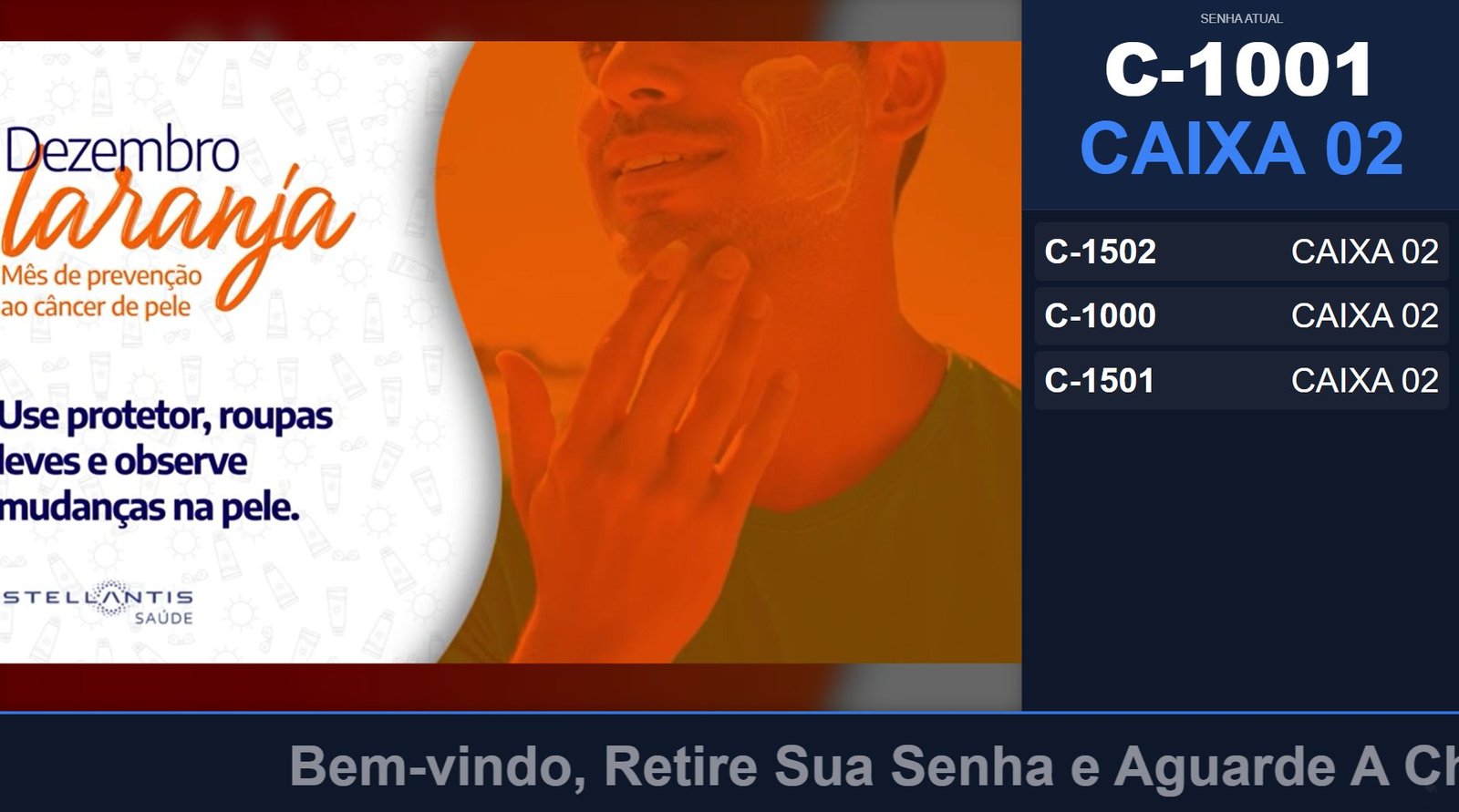 Painel de chamada na TV - fila de espera